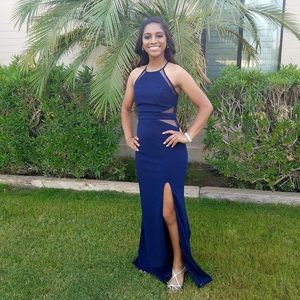 Navy Blue Fit Prom/Formal Dress (SIZE 3)